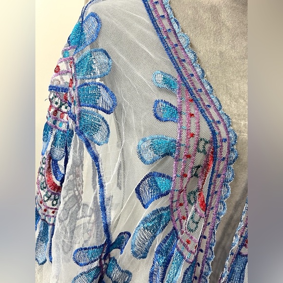 Chic Bohemian Crochet Floral Kimono Cardigan Beach Cover-Up Multicolor - Picture 5 of 12